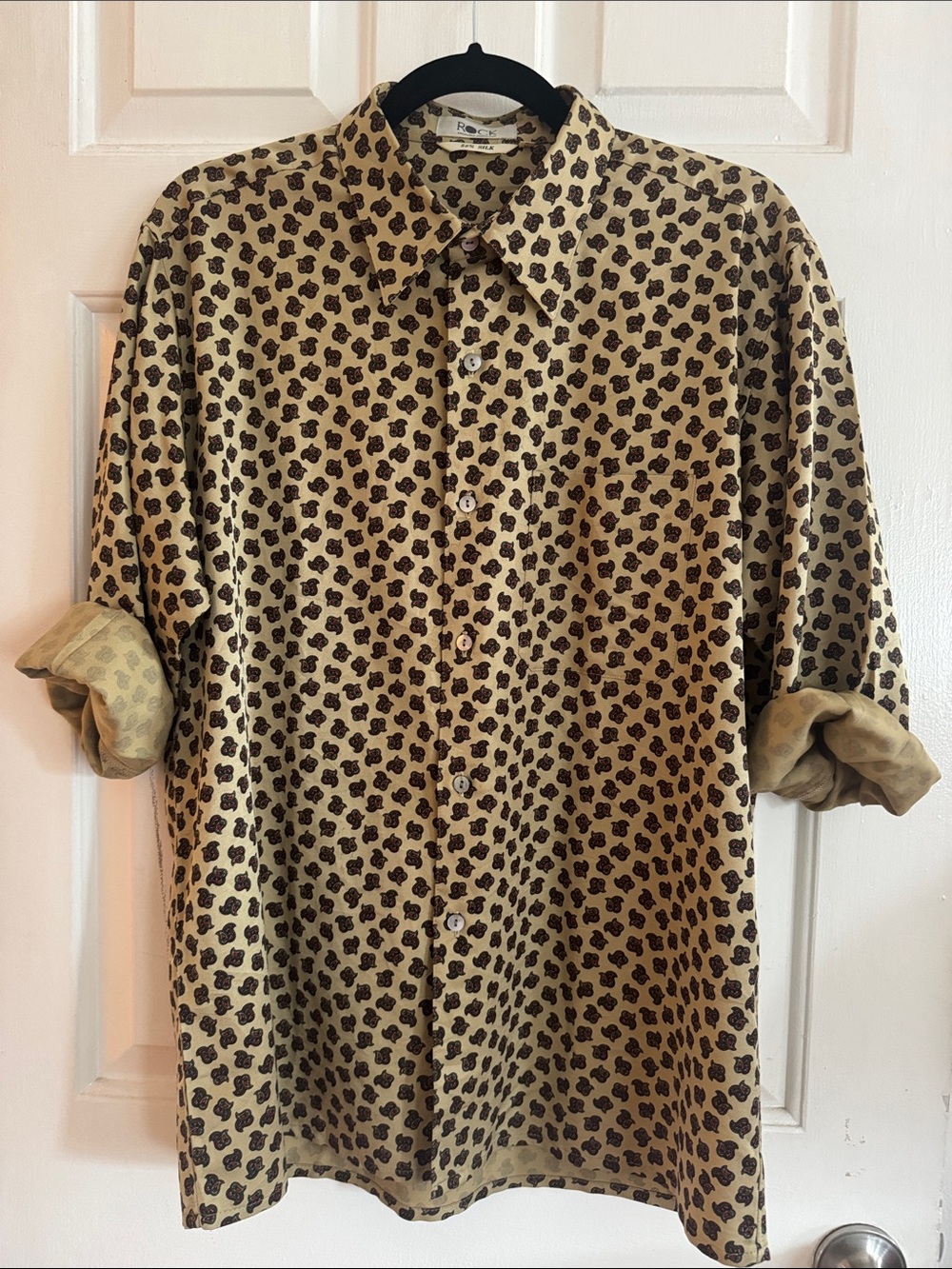 50% Silk Tan Paisley Shirt